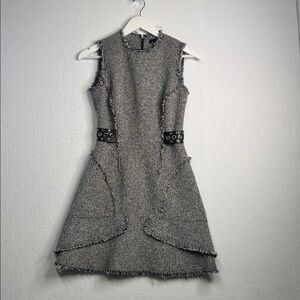 Alexander Wang Eyelet Embellished Tweed Mini Dress, Size 2